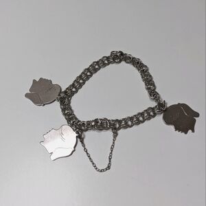 Elco Sterling Silver Charm Bracelet with 3 Girl Silhouette Charms